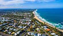 Coastline at Dicky Beach in Caloundra on Queensland's Sunshine coast