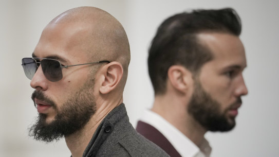 Andrew Tate waits inside the Court of Appeals building in Bucharest, Romania, in January.
