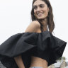 Model Sophie Palladino with Aje co-founder Edwina Forest at Barangaroo, where they will show their resort collection at Australian Fashion Week.