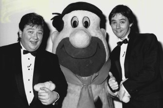 Coleman (left) pictured in 1987 during an episode of Have a Go.