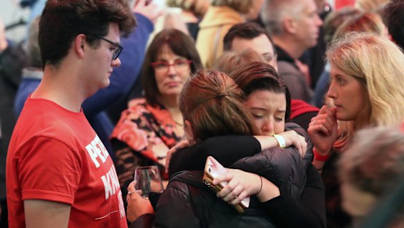 Disappointed Labor supporters at the Melbourne reception.