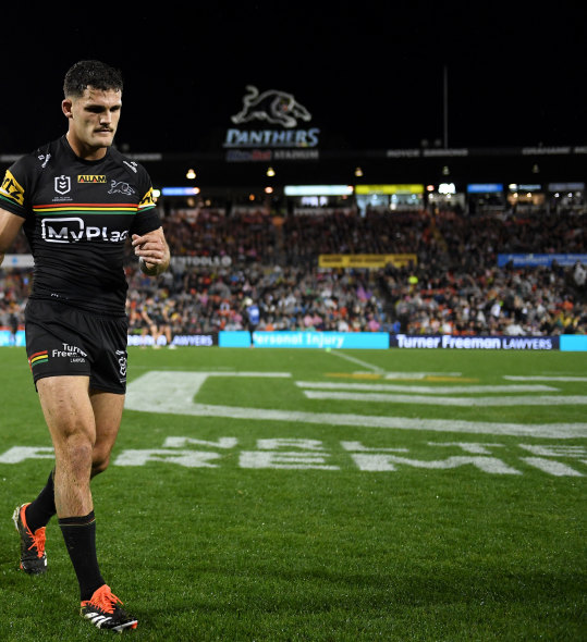Nathan Cleary comes from the field with a hamstring injury in round 10.