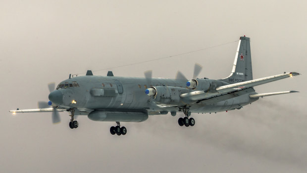 An IL-20 electronic intelligence plane of the Russian air force similar to the one downed in Syria last week.