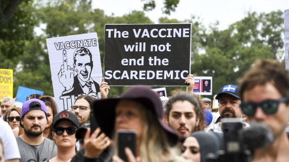 Protesters at Fawkner Park.