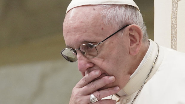 Pope Francis is caught in pensive mood during his weekly general audience at the Vatican.