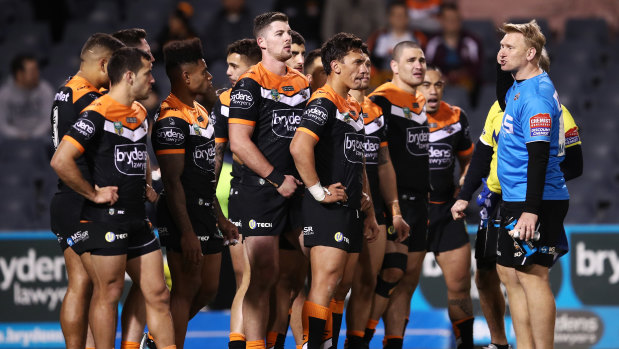 Regroup: The Tigers await another Raiders conversion on a day they'd prefer to forget.