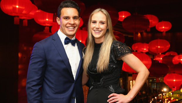 Toomua and ex-wife Ellyse Perry at the 2016 Allan Border Medal ceremony in Melbourne.