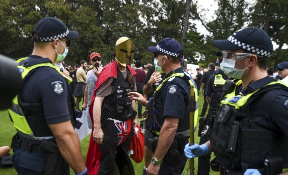 Protesters at Fawkner Park.