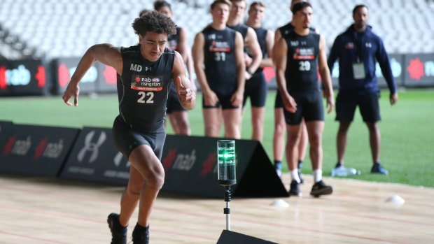 The Oakleigh Chargers' Isaac Quaynor at this year's AFL draft combine.