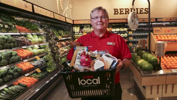 Coles CEO Steven Cain at the launch of the supermarkets first small-format Coles Local store in Melbourne's Surrey Hills on Tuesday. 