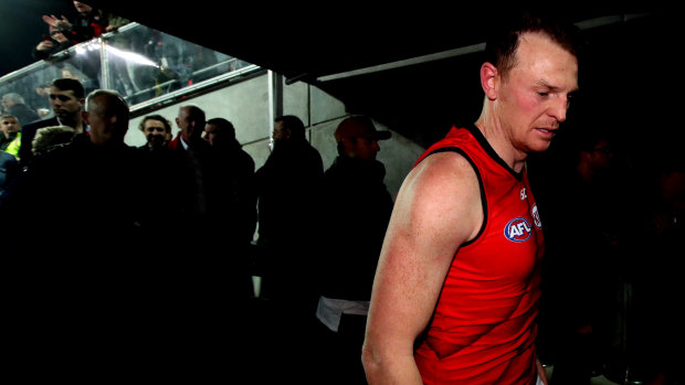 Brendon Goddard's time at Essendon ended on Friday night in Adelaide.