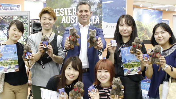 Tourism Minister Paul Papalia promoting the new direct flights between Tokyo and Perth. 