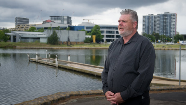 Belconnen Community Council chair Glen Hyde at the former Belconnen Water Police site on the shores of Lake Ginninderra.
