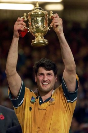 Former Wallabies captain John Eales pictured after winning the 1999 World Cup. 