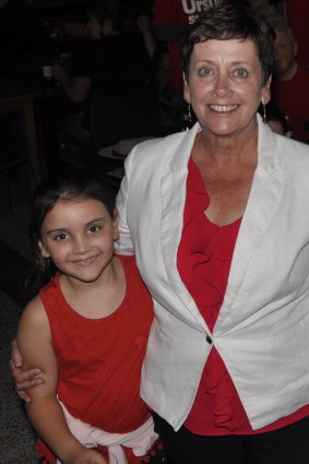 Dr Ursula Stphens with granddaughter Adele Wakefield at Goulburn's Tattersalls Hotel on Saturday night.  