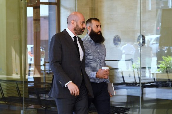 John Majdalawi, right, the only one of the four men on bail, arriving at court on Friday.