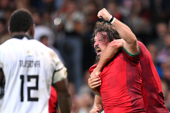 Francisco Fernandes celebrates after scoring.