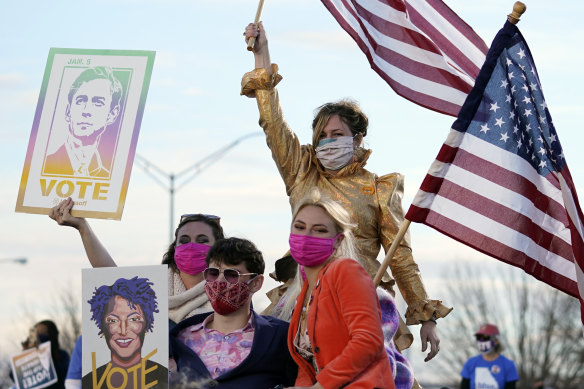 Democrat supporters at a Biden rally in Atlanta for the Georgia run-offs. 