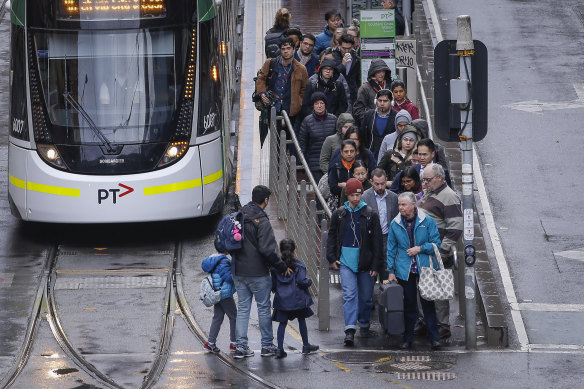 Buses can meander whereas trains and trams are more rigid and predictable.