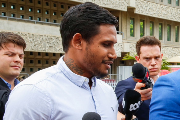 Ben Barba outside Townsville Magistrates Court in March.