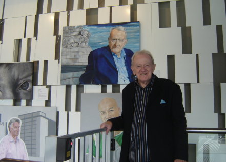 Ron Tudor with Archibald Prize entry.
