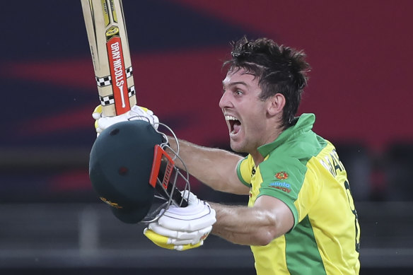 Mitch Marsh celebrates Australia’s World Cup win.