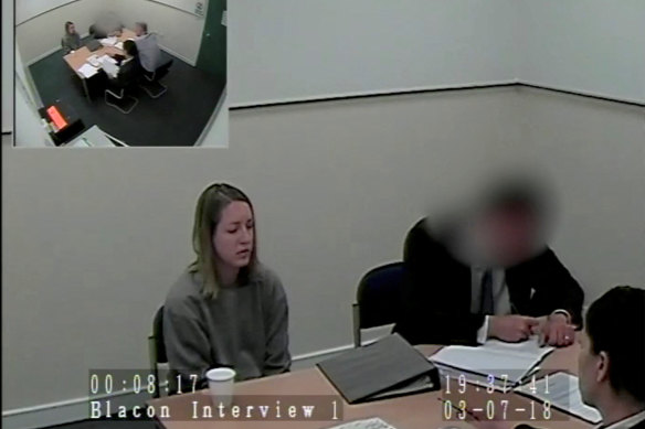 Baby killer Lucy Letby is questioned by police after her arrest.