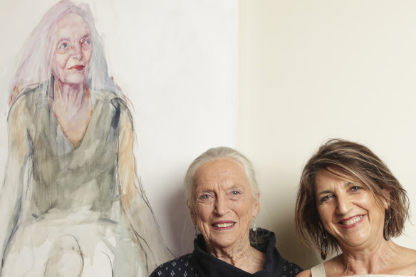 Elizabeth Dalman and Anthea da Silva at the announcement of the Darling Portrait Prize.