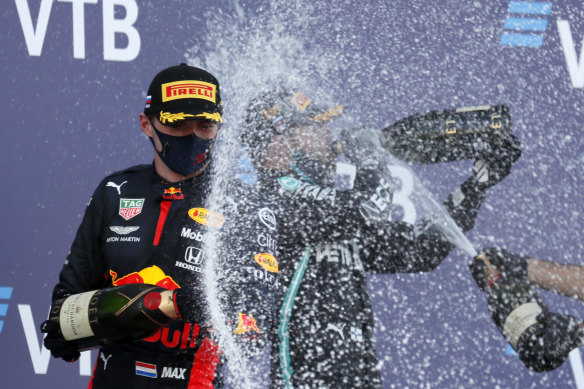 Champagne all round after the Russian Formula One Grand Prix in Sochi on Sunday.