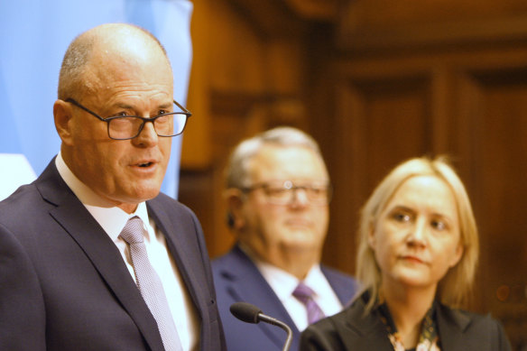 New NZ National Party leader Todd Muller holds a press conference with his deputy Nikki Kaye after deposing Simon Bridges.