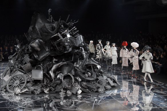 The Horn of Plenty runway featured a junkyard centrepiece designed to signify fashion’s excess.