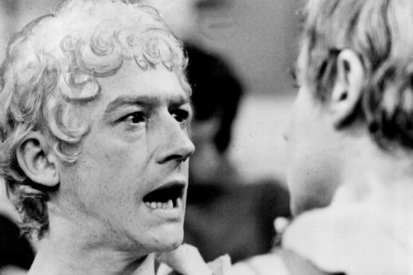 John Hurt as Caligula, left, and Derek Jacobi as Claudius in the BBC series I Claudius.