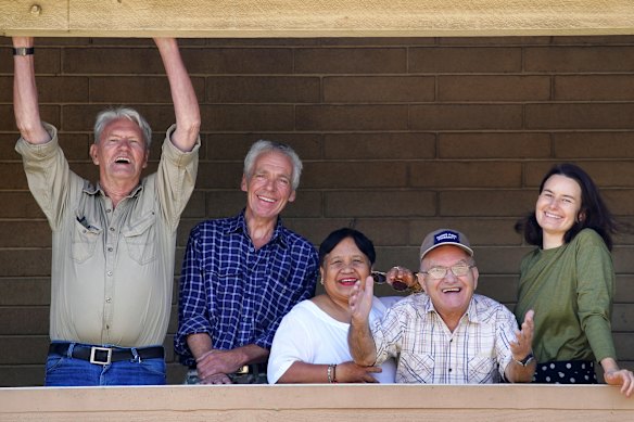 Techno Park Drive residents (fom left) Arnie Hindhaugh, Matt Robinson, Nida and Vincent Schirripa and Lara Week in 2024.