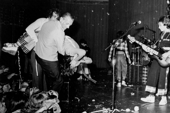 Chaotic scenes from the Bay City Rollers' Sydney concert at the Hordern Pavilion on December 4, 1975. 