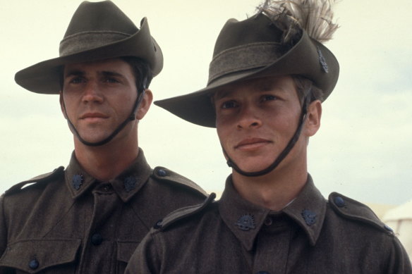 Mel Gibson (left) and Mark Lee starred in Gallipoli, which revived interest in the Anzacs and the cost of war.