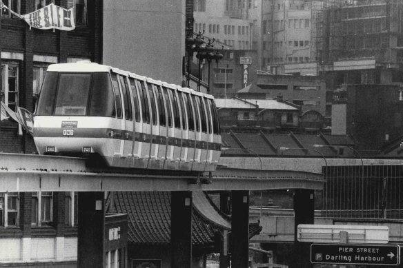 The monorail pictured on February 13, 1988. 