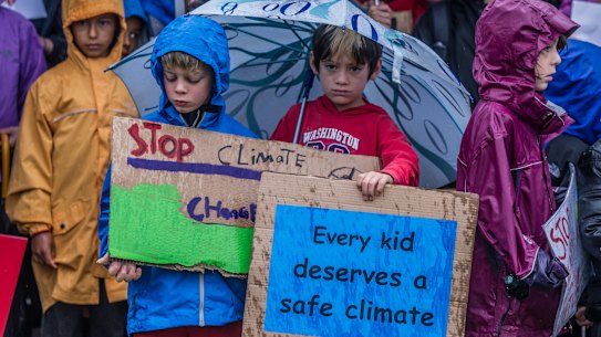Canberra students braved the rain to protest outside Parliament House during last November's school climate strike.