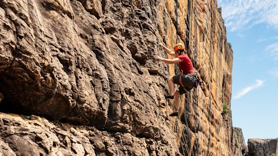 Rock climbers at the Wall of Fools in the Summerday Valley in the Grampians National Park.