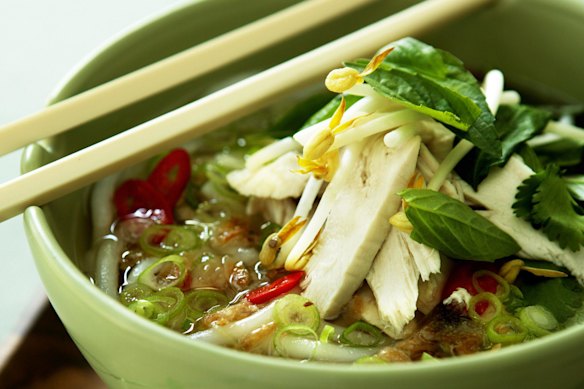 Jill Duplix's Fraglex Chicken and Rice Noodle soup.