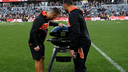Departing halfback Luke Brooks checks out what’s under the hood for the Benji Marshall era.