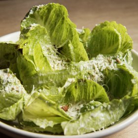 Cos salad with smoked almonds.