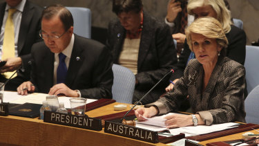 Julie Bishop chairs the UN Security council in 2013, soon after becoming foreign minister.
