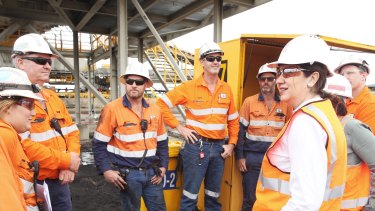 Annastacia Palaszczuk meeting with workers at Hay Point terminal this week.
