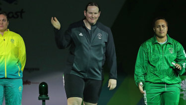 Laurel Hubbard at the 2018 Commonwealth Games. 