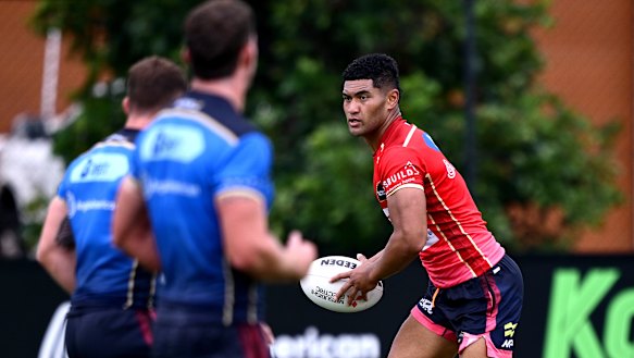 Isaiya Katoa at Dolphins training this week.