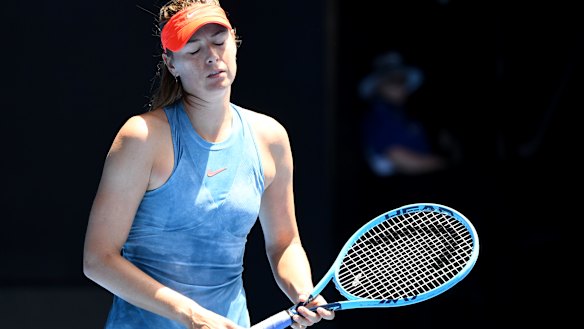 No answers: Maria Sharapova struggled to deal with the consistency and variety of Barty's serve and groundstrokes.