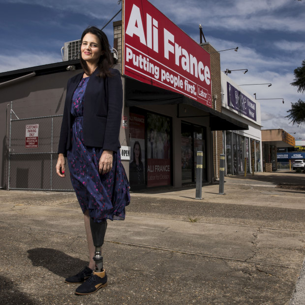 Labor's candidate for Dickson, Ali France, lost her leg in a horrific accident in 2011.