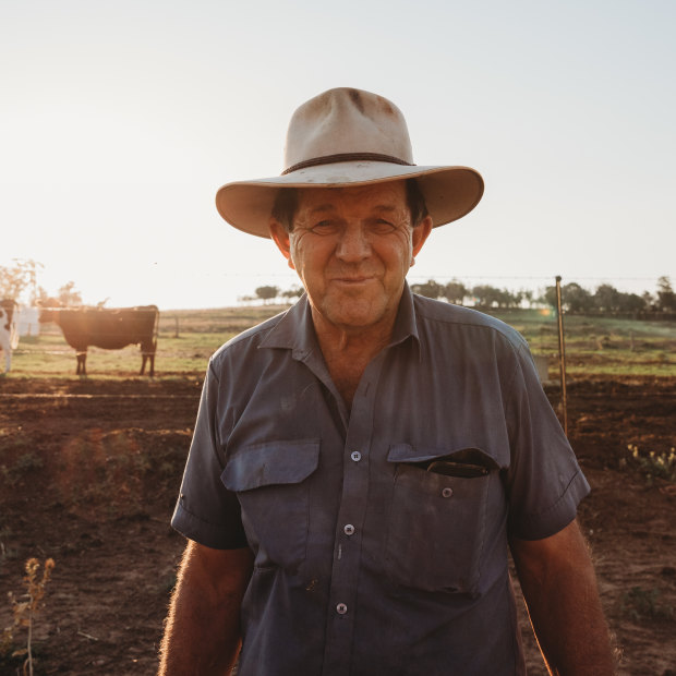 Farmer Jeff Ballon on his cattle and wheat property in Maclagan, 80 kilometres north-west of Toowoomba, Queensland.
