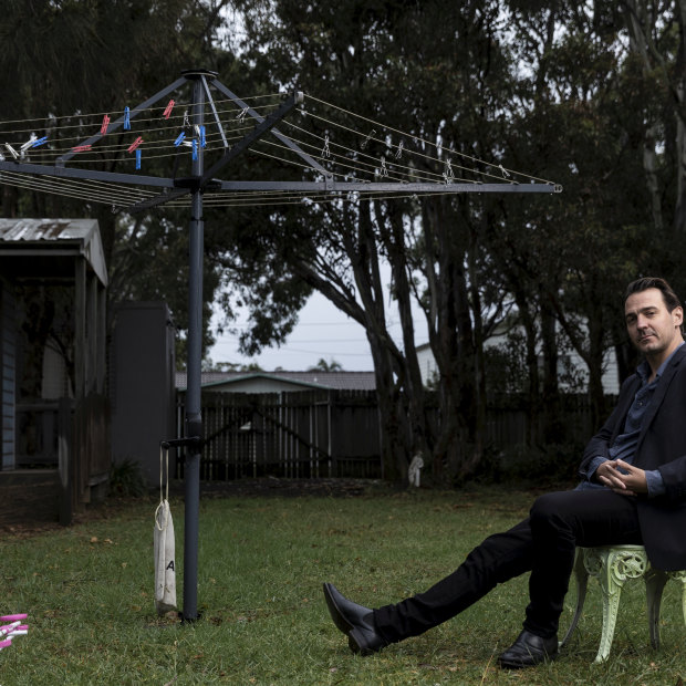 Ewen Leslie at his current base in Culburra Beach, on the NSW South Coast. “When he does get that role that makes him a household name in America, it will be because they wanted him,” says his friend, performer Tim Minchin.