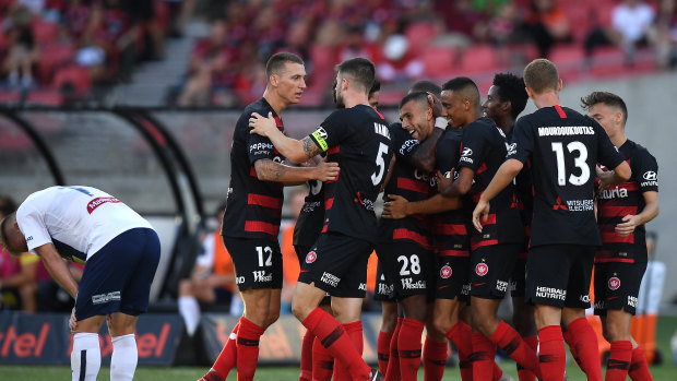 At last: Jaushua Sotirio's goal seals victory for the Wanderers.